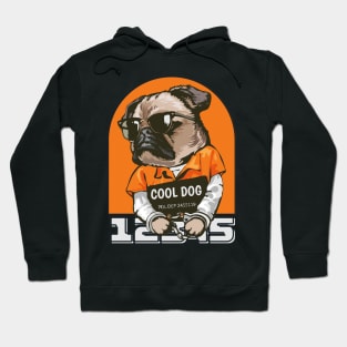 Black Orange Illustrated Cool Dog Hoodie